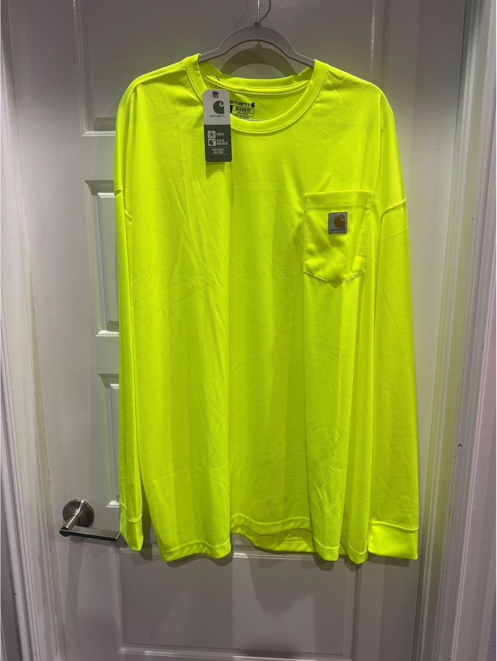 NWT Carhartt Men's 3XL Relaxed Fit High-Visibility Long Sleeve Work Shirt - Neon